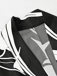 Irokai 日式女士传统印花和服浴衣套装，适合夏季节日 - 黑色 - 查看 7