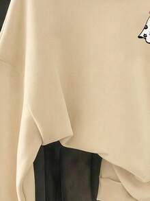 Tween Girl Ghost Print Long Sleeve Loose Casual Sweatshirt - Multicolor - View 3