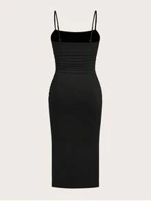 SHEIN EZwear 大码女式灰色/黑色夏季连衣裙 - 黃色 - 查看 5