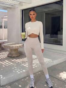 BamGleam Women's Seamless Sports Fitness Yoga Leggings/High Waist Tummy Control Butt Lift/Leg Hollow Line Design/Fashionable & Sexy/ - Grey - View 6