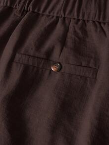 EASEVO Pantalones de pierna curva de unicolor para hombre de talla grande estilo commuter - Café integral - Ver 7