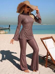 Swim Shayni 26SS 夏季度假海灘女款保守型粉紫漸層長袖喇叭褲布基尼套裝 - 彩色 - 查看 8