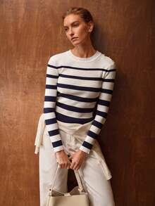 MOTF PREMIUM STRIPED BUTTON DECOR SWEATER - Royal Blue - View 4