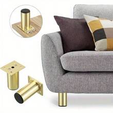 4 piezas Patas de muebles de aleación de aluminio - Patas redondas ajustables para sofá, adecuadas para armarios, mesas, sillas, sofás, camas, color plateado - Multicolor - Ver 3