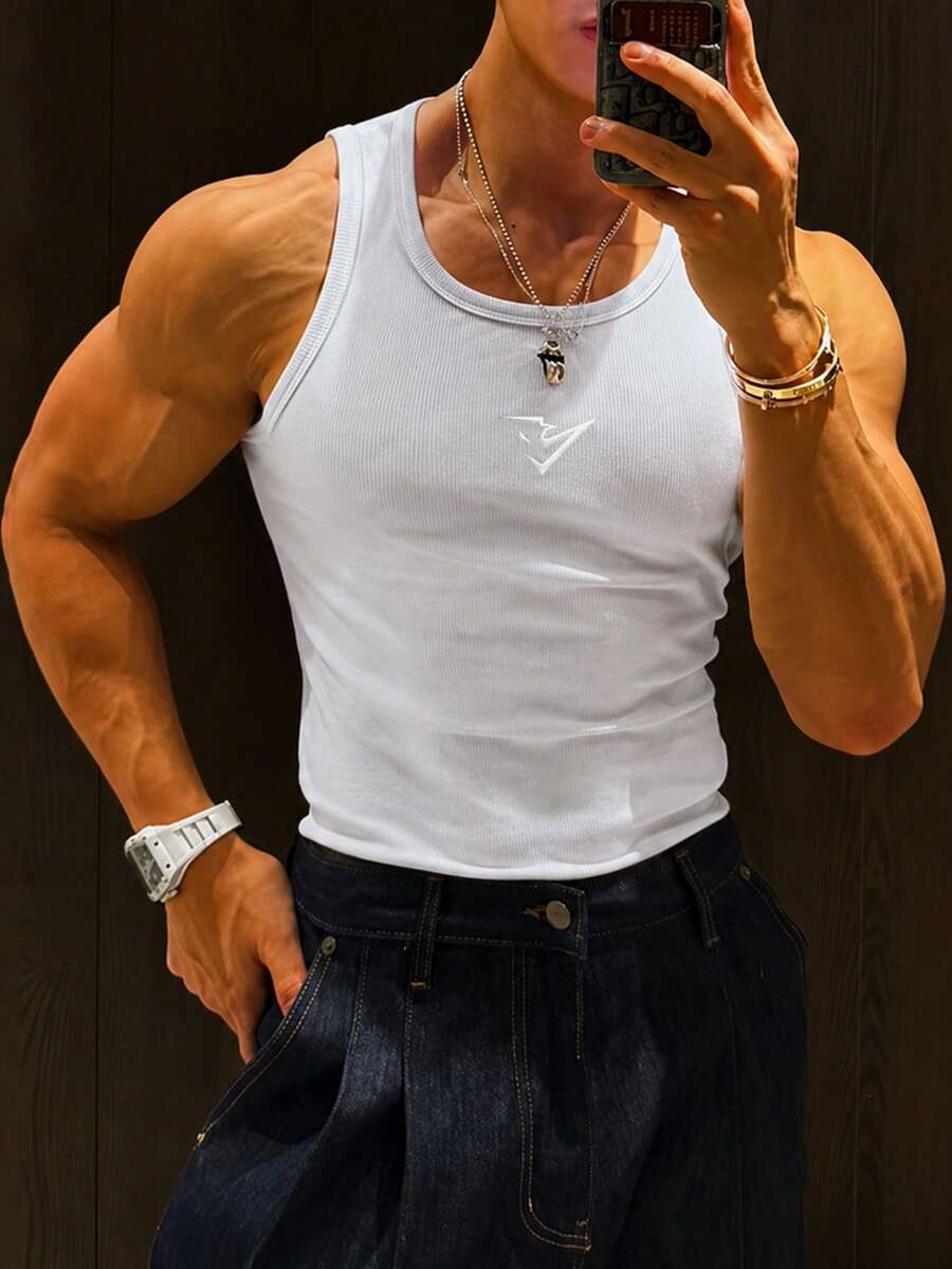GymBeat 男士休閒百搭運動背心 - 白色 - 查看 1