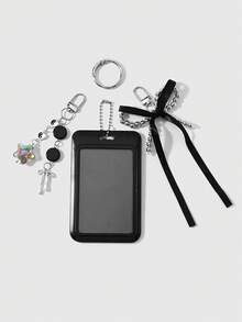 ROMWE Kawaii 1 Classic Retro Sweet And Cool Black CCB Bow Colorful Star Card Cover Star Card DIY Keychain Bag Pendant, Suitable For Daily Wear By Office Workers - Black-3 - View 9