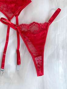 Seduluxe 女款性感蕾絲內衣套裝 4件組 - 紅色 - 查看 4