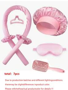 10/7/12/48/50pcs Sleep Hair Styling Tools Set, Curler 1pc Silk Pillowcase For Hair And Skin Queen Set, Silk Heatless Curling Set, Overnight Curling Iron, 1pc Sleep Soft Eye Mask, 1pc Sleep Silk Nightcap, Sleep Essential Set - Pink - View 21
