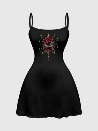 Robe mini sexy gothique sombre avec cœur pour Halloween pour fille