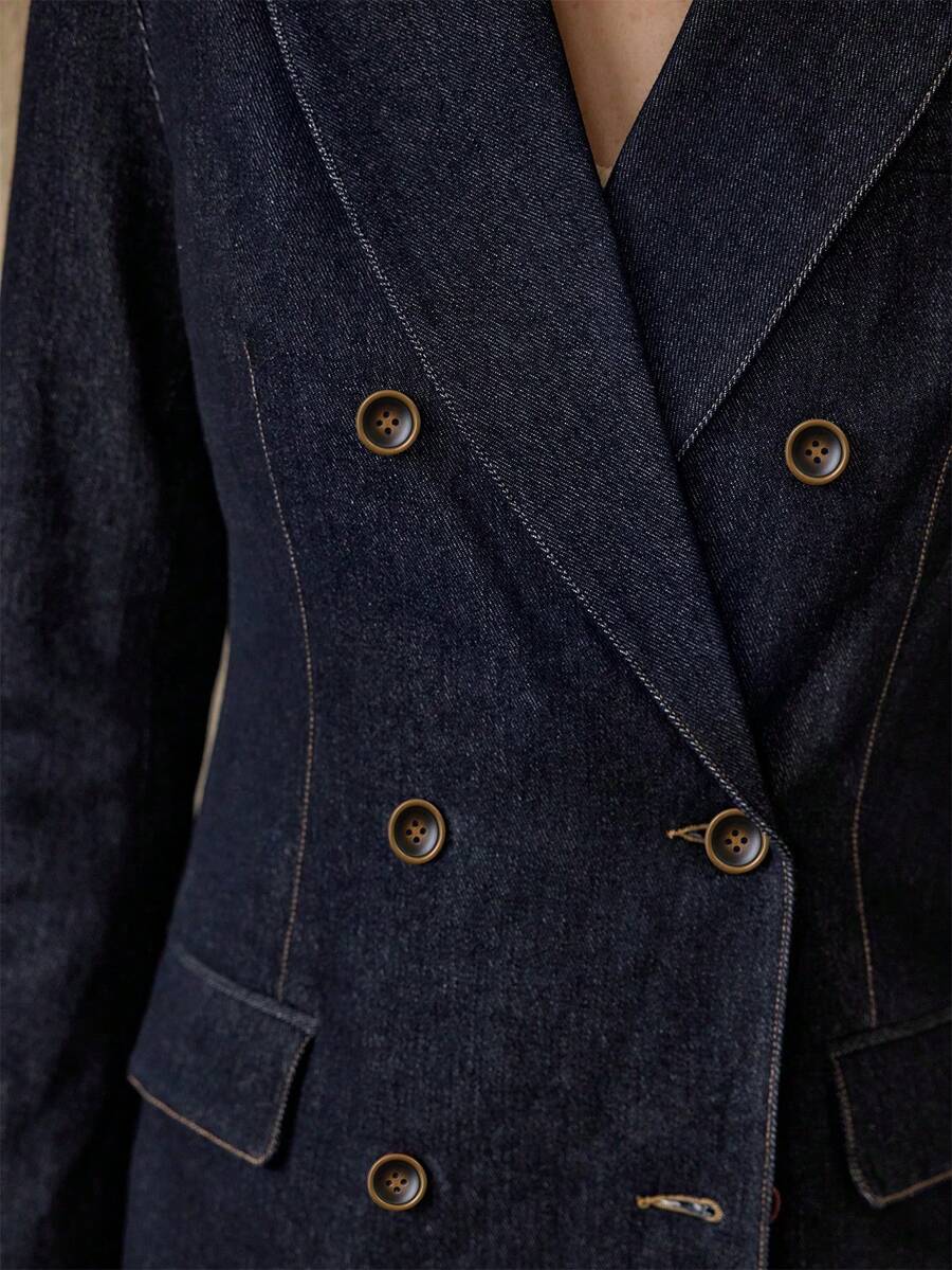 MOTF STRUCTURED DOUBLE BREASTED BLAZER - Blue - View 2