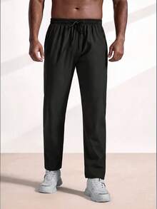 Driftmere Men's Cool Zipper Pocket Drawstring Waist Long Pants, Fall Joggers - Ebony  - View 3