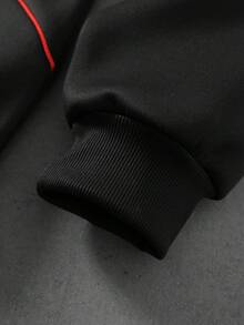 ROMWE MEN Men's Colorblock Split Design Streetwear Sweatshirt Hoodie Sweatshirt - Black - View 5