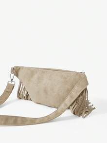 Viva Strut Women's Retro Tassel Rivets Waist Bag/Chest Bag, Fashionable Simple Versatile  Street  Sweet And Cool Girls Y2K,  Daily Shopping, Music Festivals - Khaki - View 5