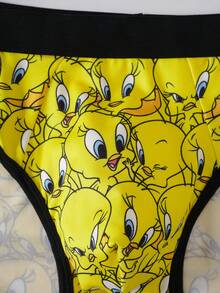 LOONEY TUNES X SHEIN Men's Cartoon Print Elastic Waist Briefs - Yellow - View 3