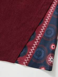 Rusticease Plus Size Fashion Versatile Print Round Neck Long Sleeve Shirt For Vacation Fall - Burgundy - View 7