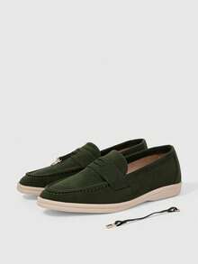 Sleekvia Women's Casual Comfortable Flat Loafers, Versatile For Daily Wear For Christmas - Green - View 10