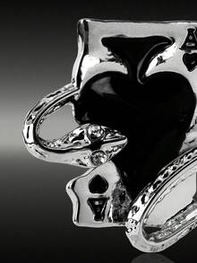 MortiRose Silver Serpentine Asymmetric Left And Right Different Spade A Retro Earrings - Silver - View 2