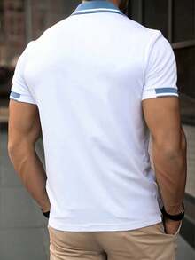 Manfinity Homme 男士条纹短袖休闲通勤 Polo 衫男士白蓝 Polo 衫男士夏季 Polo 衫男士条纹 Polo 衫男士高尔夫衫男士休闲 Polo 衫。送给男朋友或丈夫的绝佳礼物。 - 白色 - 查看 2