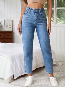 EMERY ROSE Women Jeans Tombol Kantong Zip Plain - Light Wash - View 3