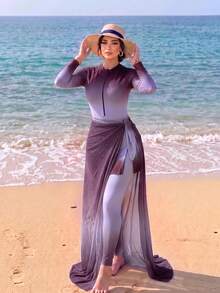 Swim Shayni 渐变色端庄优雅女士度假泳装套装 - 彩色 - 查看 2
