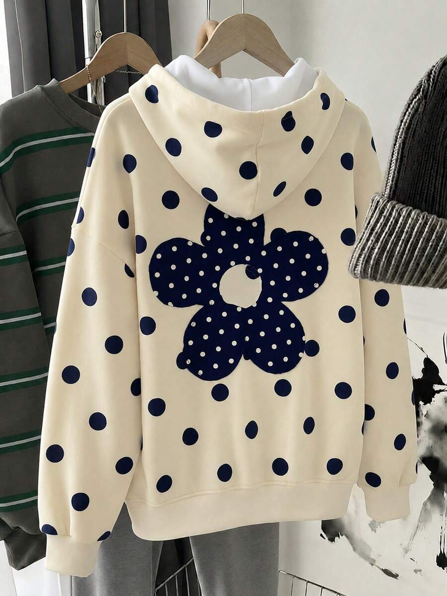 Sweatshirt Hoodie Kasual untuk Anak Perempuan Remaja dengan Motif Bunga, Cocok untuk Musim Panas - MultiWarna - View 1