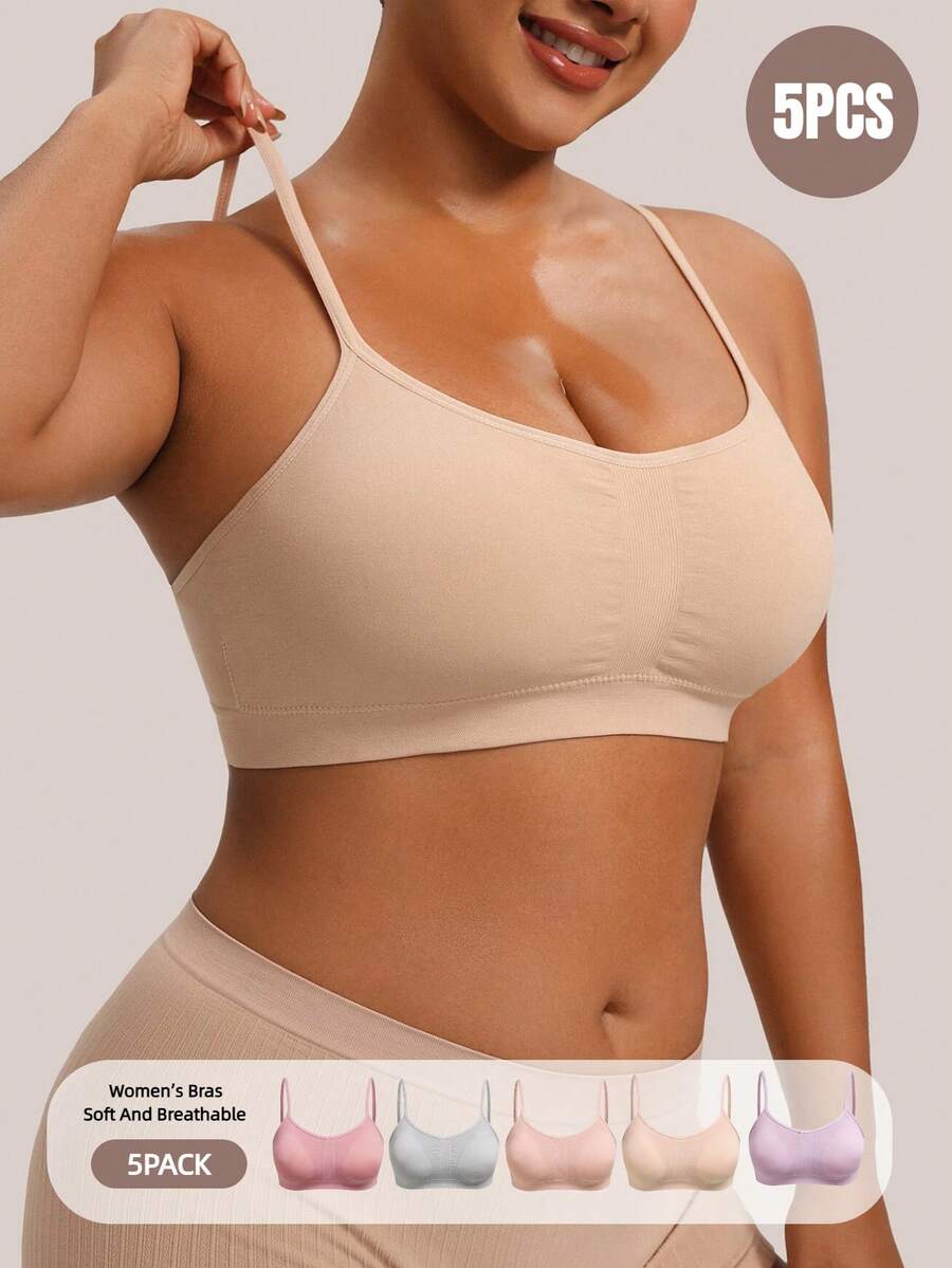 Barelissa Plus Size Fashionable Backless Comfortable Seamless Candy Bra Lingerie Set 5pcs - Multicolor - View 1