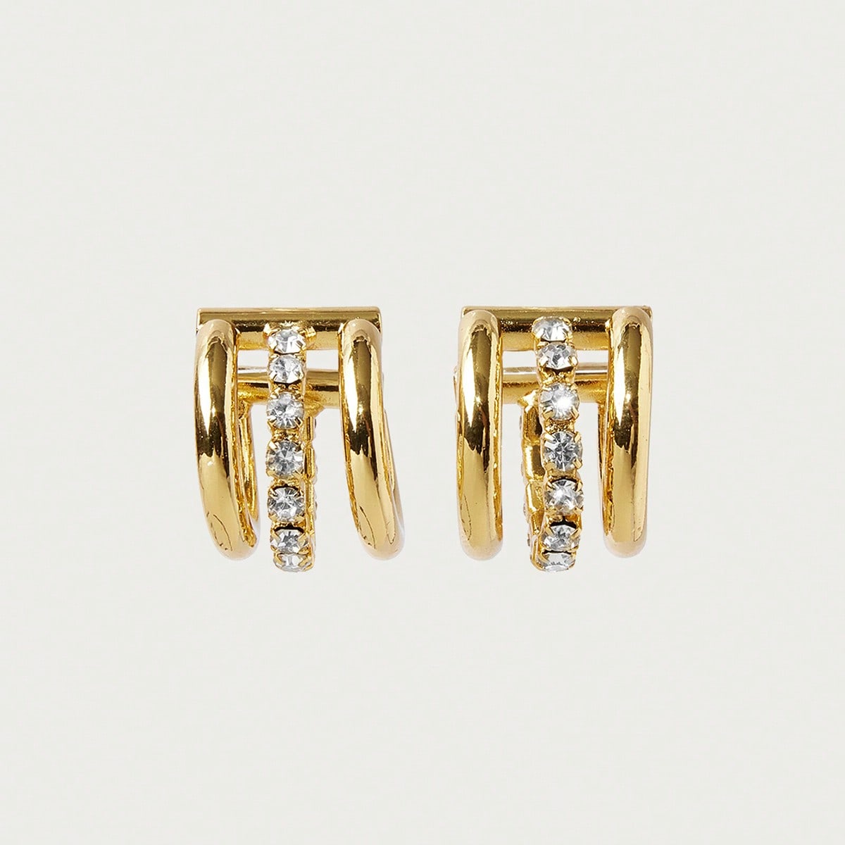 18k Gold Plated C Geometric Gemstone Simple Temperament Earrings