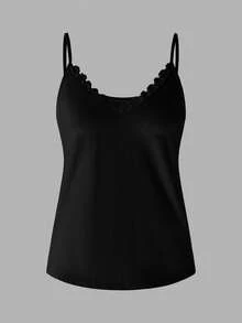 Tseoso 3件組 95%棉對比條紋針織細肩帶背心，蕾絲飾邊，適合春夏，百搭層次穿搭 - 彩色 - 查看 18