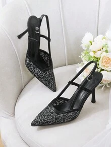 Black/Silver Rose Lace