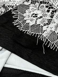 IslaSuriya Lace Graphic Minimalist Off Shoulder Long Sleeve T-Shirt, Gift For Friends - Multicolor - View 4