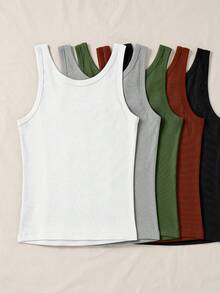 SHEIN LUNE Women's Simple Versatile Tank Top For Daily Wear, Office And Commuting - Multicolor - View 2