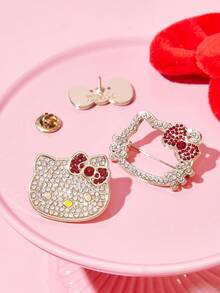 HELLO KITTY AND FRIENDS | SHEIN 3件組時尚可愛卡通鋅合金胸針別針組，包包吊飾，適合作為禮物、收藏品、紀念品 - 彩色 - 查看 4