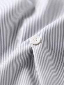 SUMWON Striped Short Sleeve Cropped Shirt With Chinese Frog Button Closure Collared Oversized Boxy Summer Top,Cropped Shirts For Men,Men Shirts For Summer - Light Grey - View 3