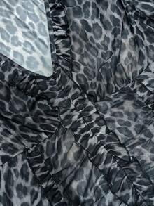 LUMIGAL Summer Fashion Deep V-Neck Leopard Print Sheer Top - Dark Grey - View 6