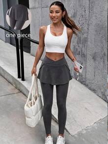 SHEIN Sports Eassivo Lady High-Waist Pants And Tight Pants - Grey - View 6