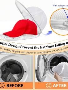Sangkar Pembersih Topi Mesin Cuci, Kantong Pembersih Topi dengan Jaring, Penutup Pembersih Topi Baseball/Penutup Pelindung Pembersih, Cocok untuk Membersihkan Semua Jenis Topi - MultiWarna - View 4