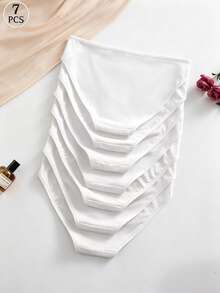 SHEIN 白色女款無縫三角內褲 優雅舒適內衣 7件組 - 白色 - 查看 3