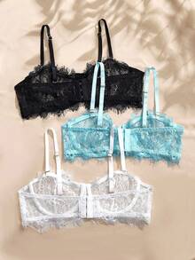 Charlaine Women's Lace Fashionable Comfortable Bow Decor Bra - Multicolor - View 2