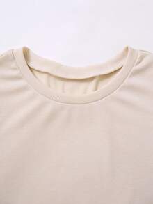 Rusticease Conjunto de 2 piezas de top y pantalones de unicolor casual de otoño para tallas grandes - Albaricoque - Ver 8