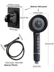 3Pcs New High Pressure Shower Head Set Multiple Modes Filter, 1.5m Full Plastic Hose& Punch-Free ABS Wall Mount Bracket - multicolor - View 4