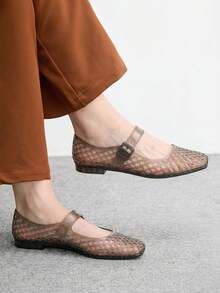 CUCCOO BIZCHIC 女款方頭水晶平底涼鞋，時尚海灘度假平底鞋 - 黑色 - 查看 4