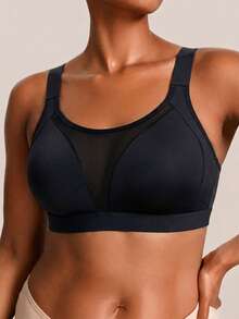 Nora Wilde 1pc Plus Size Sports Backless Wire-Free Bra - Black - View 5