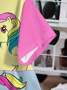My Little Pony X SHEIN Women's Cartoon Graphic Casual Daily Short Sleeve T-Shirt - White - View 3