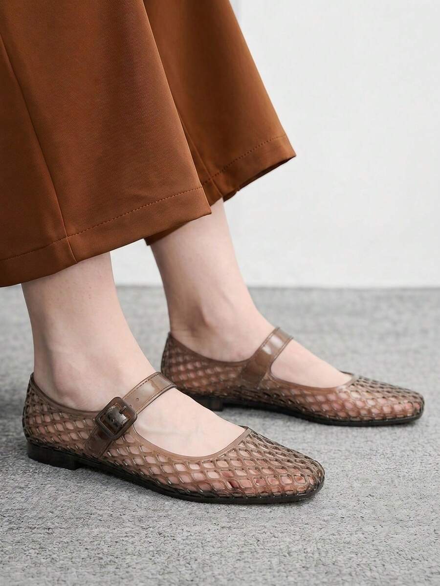 CUCCOO BIZCHIC 女款方頭水晶平底涼鞋,時尚海灘度假平底鞋 - 黑色 - 查看 1