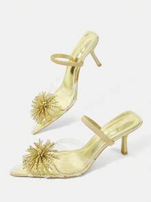 CUCCOO HITCHD Fireworks Rhinestones With Pointed Toes, Thin Heels, High Heels, Elegant, Wind Sandals, Traveling And Commuting Fall Shoes - Gold - View 6