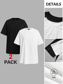 SHEIN BASICS 女款休閒百搭純色短袖T恤 - 彩色 - 查看 3