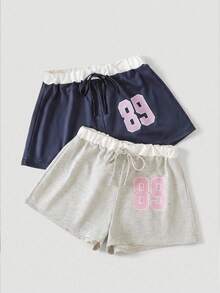Chillnights 2pcs Women Digital Print Lounge Shorts Sleep Shorts Set - Multicolor - View 1