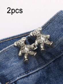 6/4/2Pcs Bear Pattern Sewing Buttons For Jeans, No-Sew Detachable Bear Waist Buckle Pants Waist Adjuster, Decorative Buttons For Skirts, Pants Waist Adjustable Buttons - Multicolor - View 16