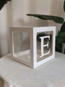 1/5Pcs Clear Balloon Box With Alphabet Letters – 27/1pc Letter Set, Transparent Acrylic Party Decor For Birthday, Bridal Shower, Gender Reveal - White - View 30