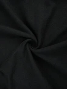 SHEIN Elenzya 大码法式优雅通勤休闲蝴蝶结露背短袖T恤，春夏款 - 黑色 - 查看 7
